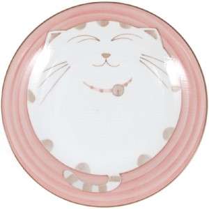 2x Japanese Kids Porcelain Dish Plate Pink Cat HY277/P  