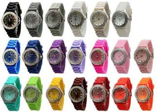 NEW Wholesale Lot 10 Geneva Silicone Rubber Jelly Designer Watches 