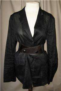 JIL SANDER Black Sheer Cotton Organza Jacket Sz 44; 10  