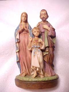 ANTIQUE JOSEPH MARY JESUS CHILD RELIGOUS STATUE ITALY  