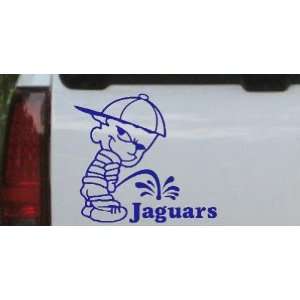 Pee On Jaguars Car Window Wall Laptop Decal Sticker    Blue 20in X 18 