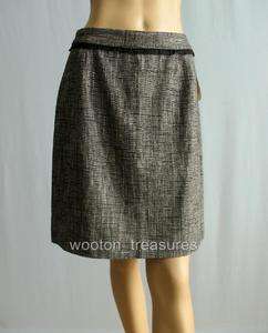 Kate Spade Picnic Tweed Skirt Cream Black Linen 10  