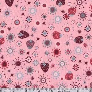  45 Wide Garden Friends Strawberry Sunshine Pink Fabric 