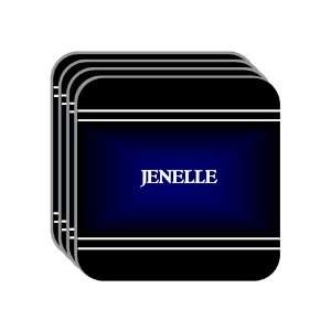 Personal Name Gift   JENELLE Set of 4 Mini Mousepad Coasters (black 