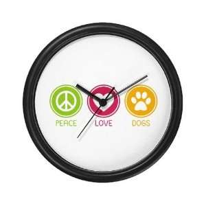  Peace   Love   Dogs 1 Funny Wall Clock by 