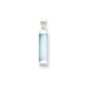  Sterling Silver Blue Mother of Pearl Cylinder Pendant 