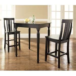  3 Piece Pub Dining Set with Turned Leg and Shield Back 