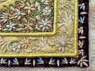 Kashmiri Zardozi Handmade Jewel Carpet Rug Wall Hanging  