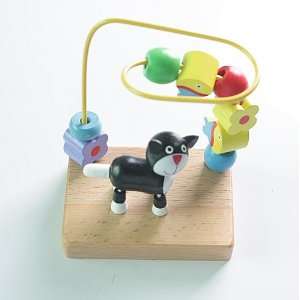    Pretty little cat wooden string bead intelligence toy Toys & Games