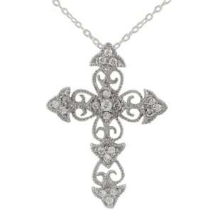  Sterling Silver Antique Pave Style Cross Jewelry