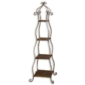  Uttermost 65.8 Inch Lilah Etagere Lightly Silverleaf w 