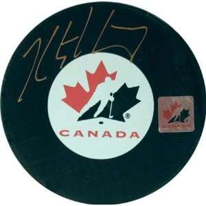  Kris Letang Signed Hockey Puck Team Canada Logo 