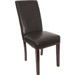   Upholstered Parsons Chair [BT 350 DKBRN LEA 001 GG]