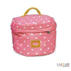  Lazzari Small Round Beauty Bag   Pink Polka Dot