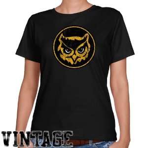 Kennesaw State Owls Ladies Black Distressed Logo Vintage Classic Fit T 