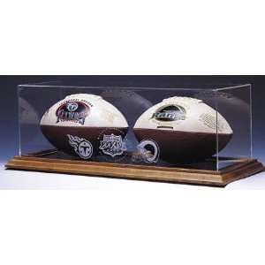  NFL Dual Wood Base Football Display Case Sports 