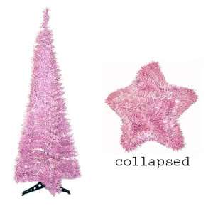  5 Foot Pink & Silver Collapsible Star Tinsel Christmas 