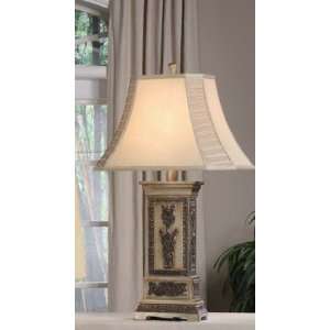  Set of 2 Table Lamps with Carved Details in Bronze Finish 