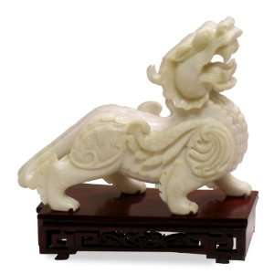  Hand Carved Jade Kirin With Stand