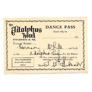  Adolphus Hotel Dance Pass Dallas Texas 1930s Adolphus 