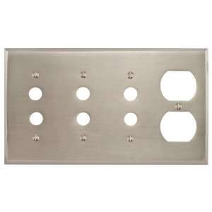  Solid Brass Classic Triple Push Button and Outlet Plate 
