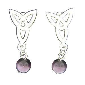   Knot Dangle Purple Star Dust Bead Design Post Earrings Jewelry