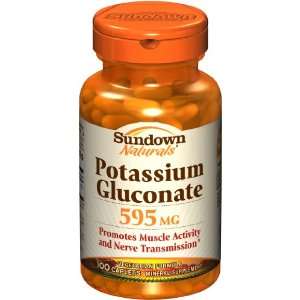  Sundown Potassium Gluconate, 595 mg, 100 Caplets Health 