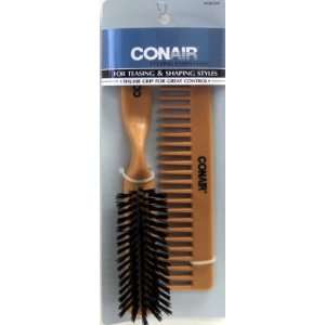  Conair Slim Wood Thumb Grip Brush & Comb Set (3 Pack 