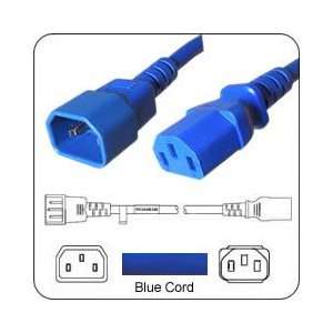   Cord IEC 60320 C14 Plug to C13 Connector 4 Feet 15a/250v 14/3 SJT Blue