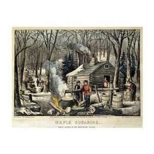  Currier and Ives   Maple Sugaring   Early Spring In The 
