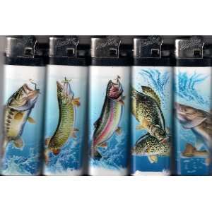   of 5 Disposable Lighters Action Freshwater Fish New 