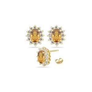 0.84 Ct Diamond & 3.04 Ct Citrine Earrings in 14K Yellow 