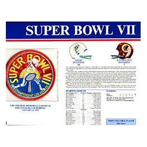  Super Bowl 7 Patch and Game Detail Card Sports 