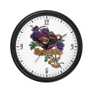  Wall Clock Heart and Soul Roses and Motorcycle Engine 