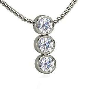   Triple Decker Pendant, 14K White Gold Necklace with Diamond Jewelry