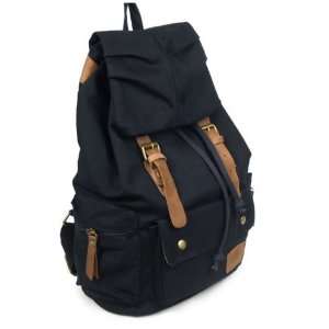 Backpack School Bag Great for School and Camping in BLACK with Genuine 