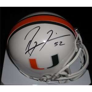  Ray Lewis Autographed/Hand Signed Miami Hurricanes UM Mini 