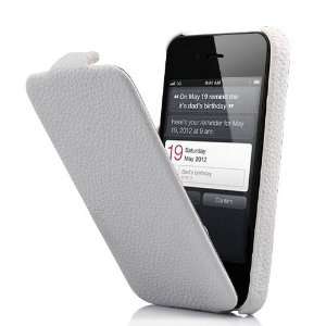   Leather Flip Case For iPhone 4 and 4S WHITE Cell Phones & Accessories