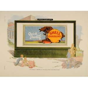 1925 Shell Gas Gasoline Outdoor Billboard Design Print   Original 