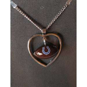   Colts Necklace w/ Football in Heart Charm