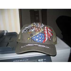  NWT Ed Hardy Trucker Hat Cap Eagle/American Flag 