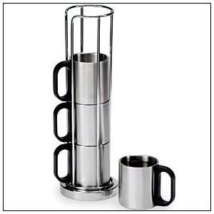  Metal Coffee Cup Rack & 4 Cups