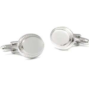  Oval Rope Border Engravable Cufflinks Jewelry