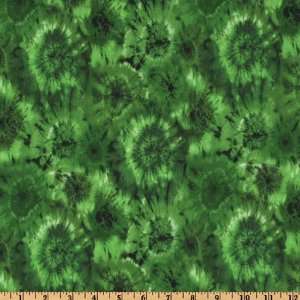  44 Wide Flower Power Tie Dye Green Fabric By The Yard 
