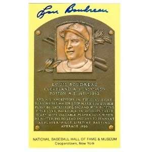  Lou Boudreau Autographed/Hand Signed Hall of Fame Plaque 