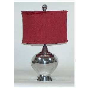  Contemporary Silver Ball Metal Table Lamp with Red Shade 