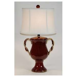  Red Double Handled Pottery Table Lamp