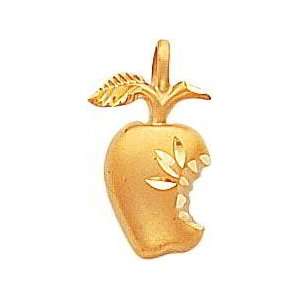  14K Gold Diamond Cut Apple Charm Jewelry