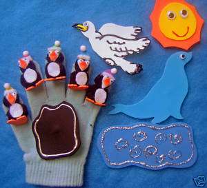 NEW 5 LITTLE PENGUINS PUPPET GLOVE SET WITH FREEBIES  