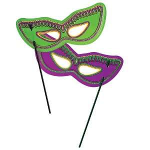   By Beistle Company Plastic Mardi Gras Mask with Dowel 